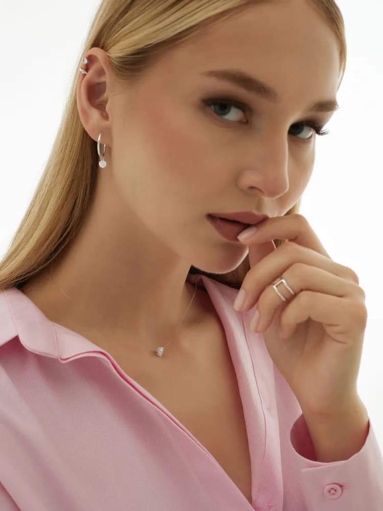 Серьги кольца серебро 925 женские конго серебряные с подвесками - 2