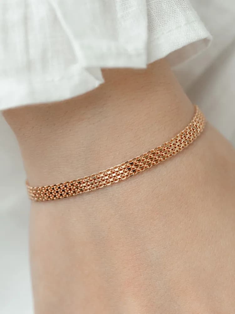 Браслетзолотой женский плетение Бисмарк четверной - 2