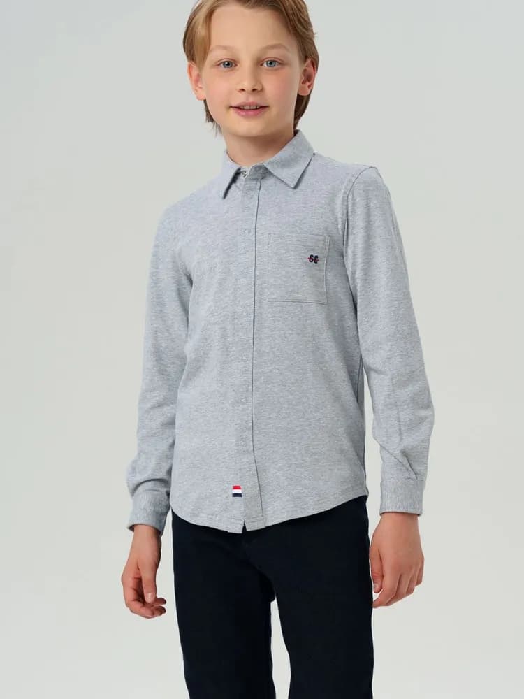 Серая школьная рубашка для мальчика - 1