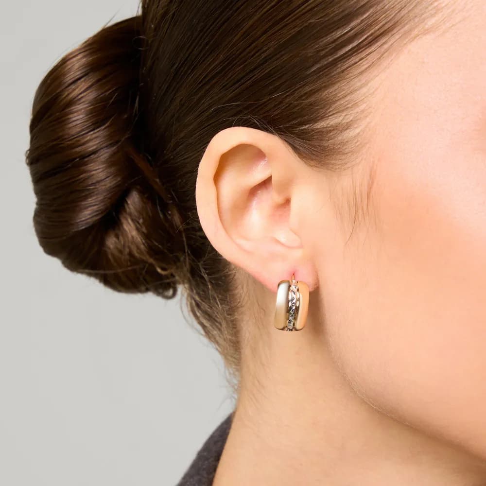 Золотые серьги женские 585 пробы с алмазной гранью классические французский замок - 1