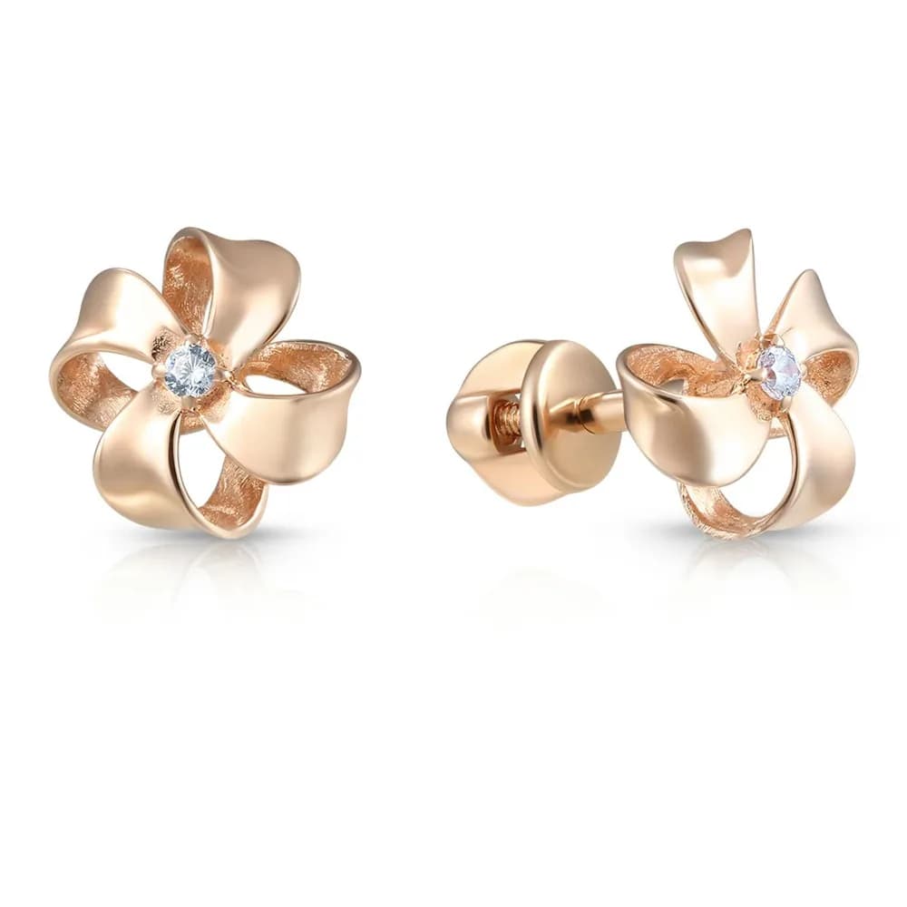 Золотые серьги DIAMANT-ONLINE с фианитом 585 пробы - 1