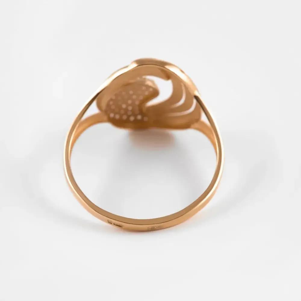 Золотое кольцо женское с фианитами широкое - 2