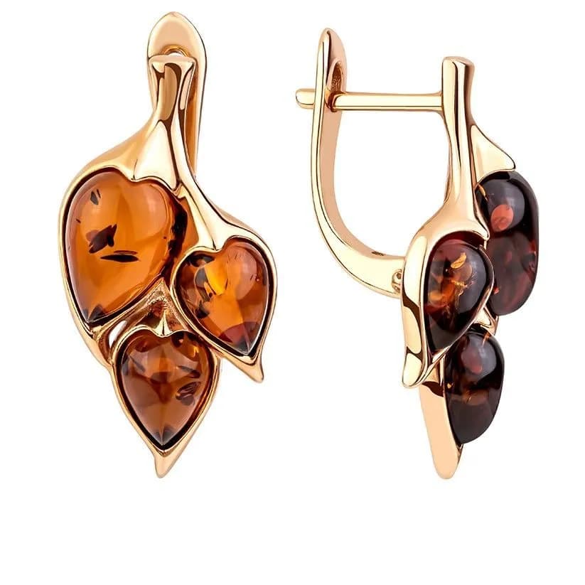 Серьги женские с янтарем серебро 925 пробы - 2