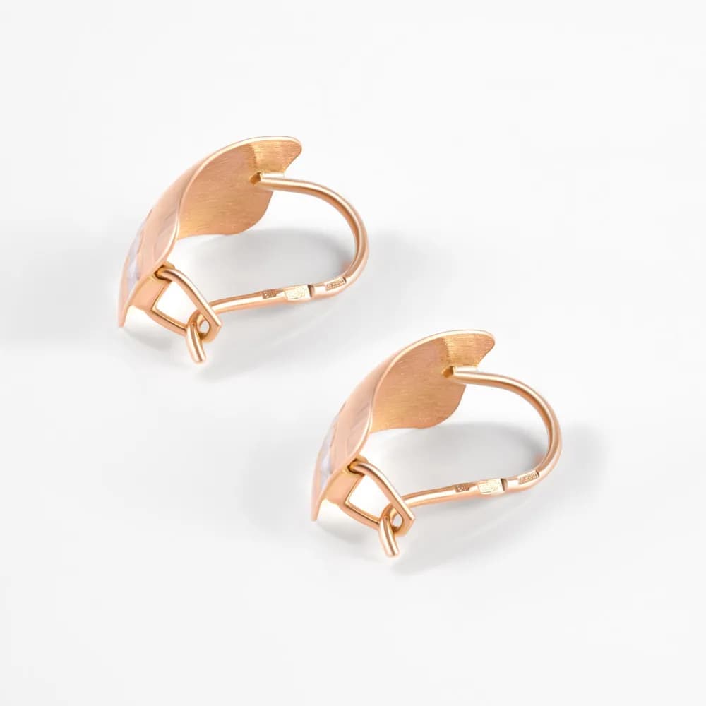 Золотые серьги женские 585 пробы с алмазной гранью классические французский замок - 4