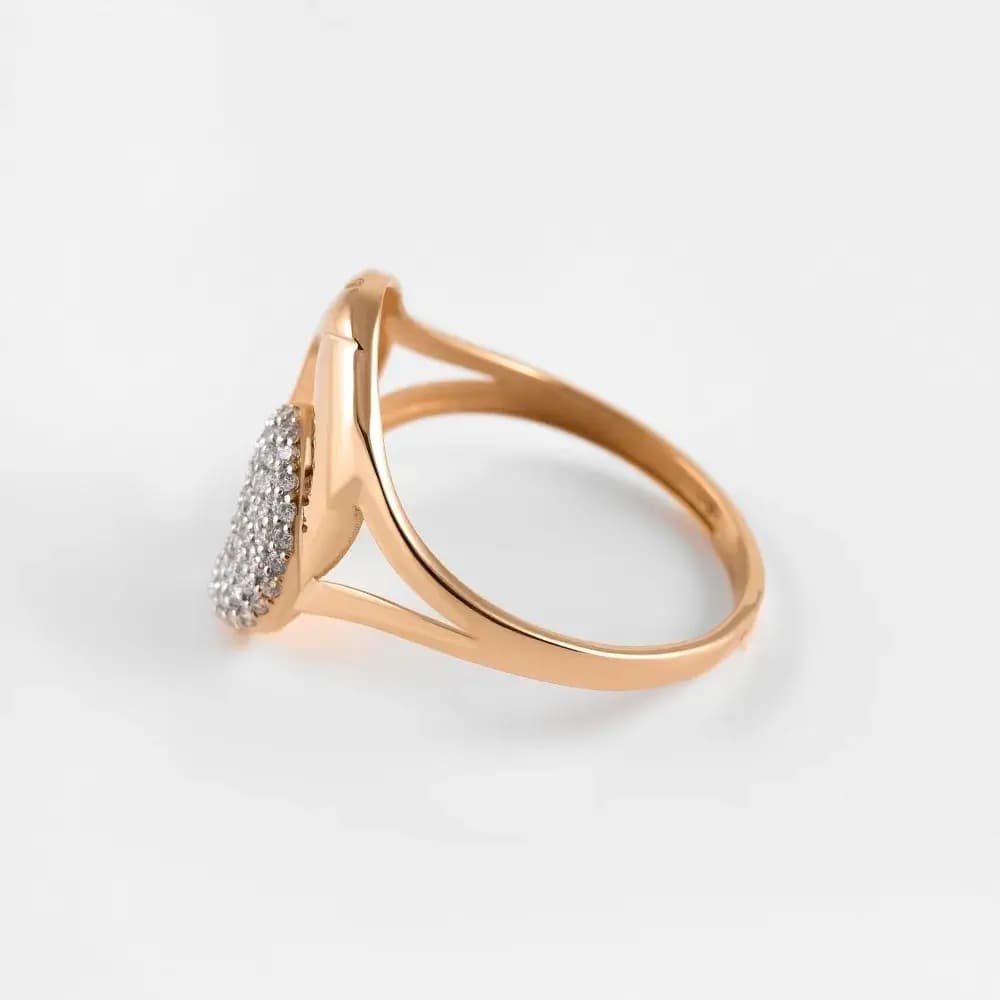 Золотое кольцо женское с фианитами широкое - 3