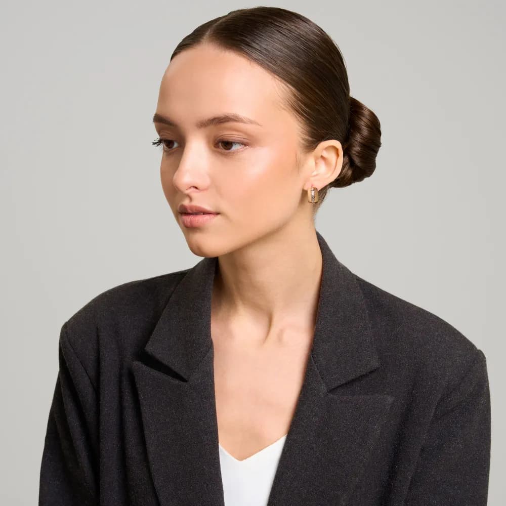 Золотые серьги женские 585 пробы с алмазной гранью классические французский замок - 3