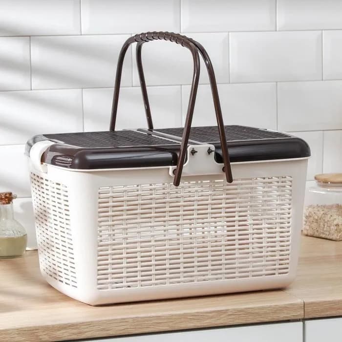 Корзина для пикника 450х300х240, светло- коричневая - 2