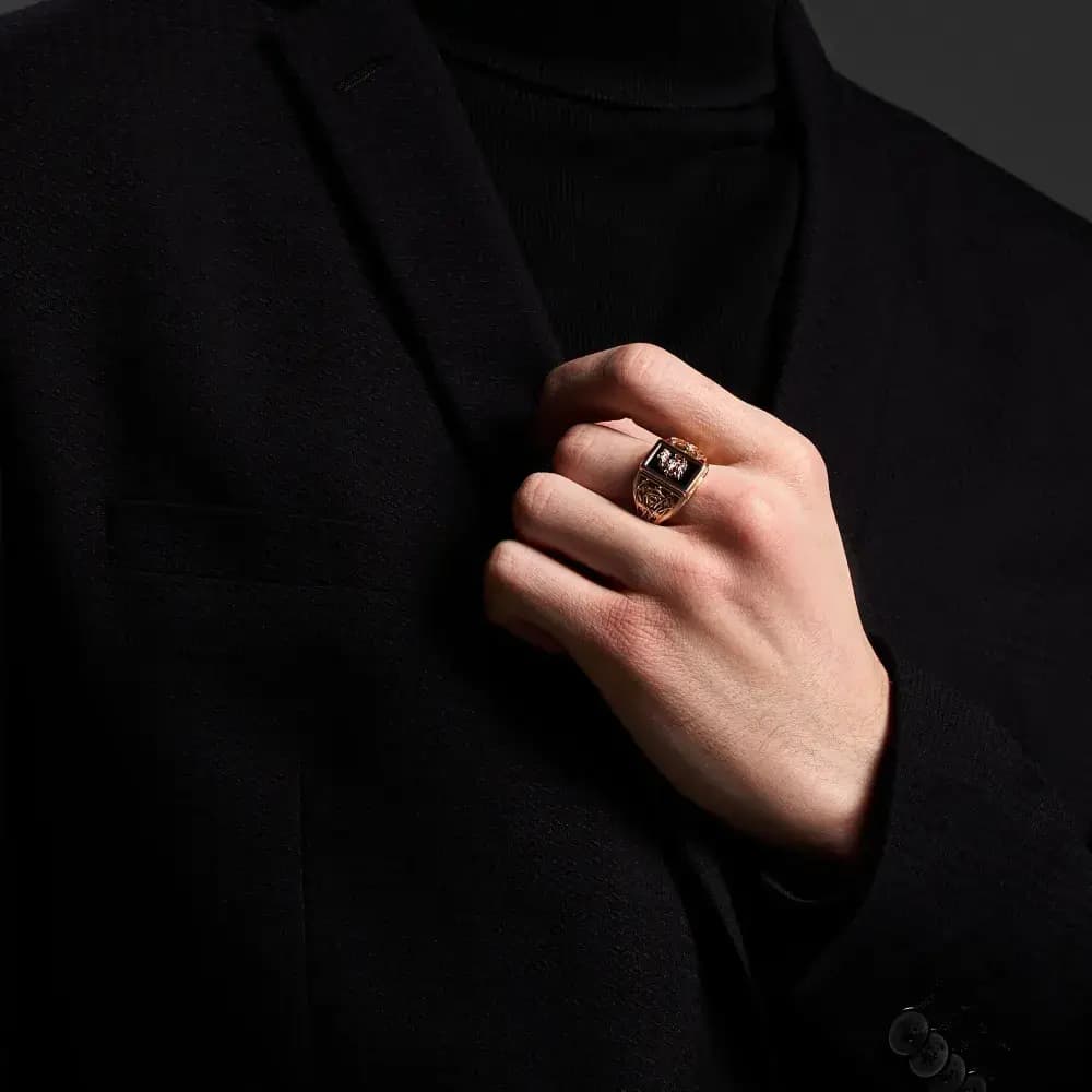 Печатка из красного золота 585 пробы Георгий победоносец - 2