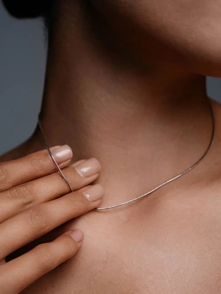 Цепочка женская, родированное серебро 925 плетение "Снейк" - 3