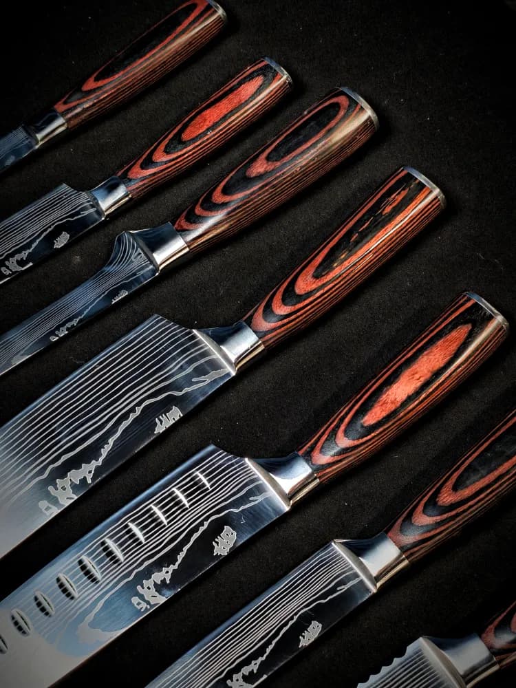 Набор профессиональных кухонных профессиональных ножей,8 штук - 3