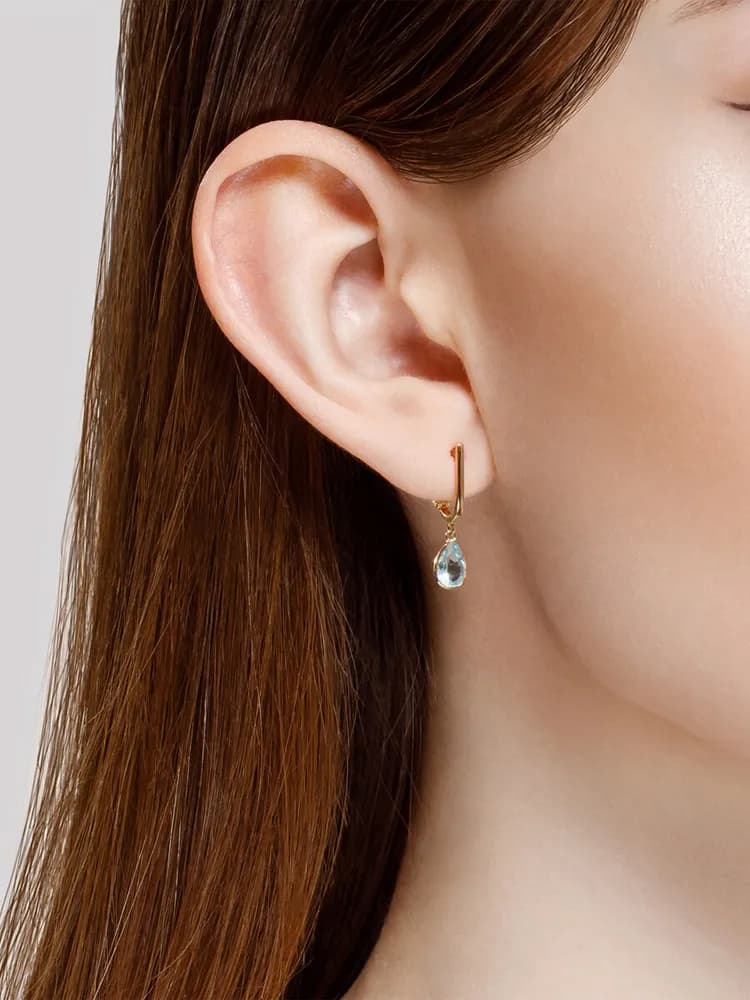 Серьги длинные золотые женские 585 пробы SOKOLOV, с камнями топазами - 1