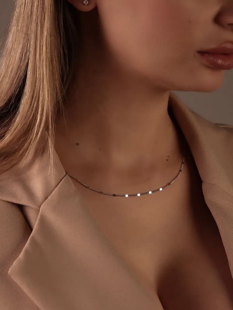 Цепочка на шею женская серебро 925 проба родированная - 2