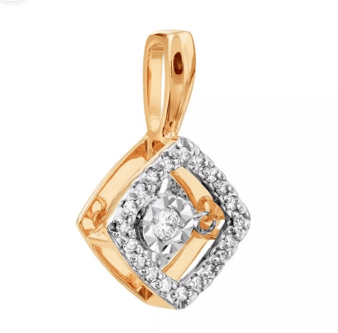 Подвеска на шею женская золото 585 пробы с танцующими бриллиантами - 2