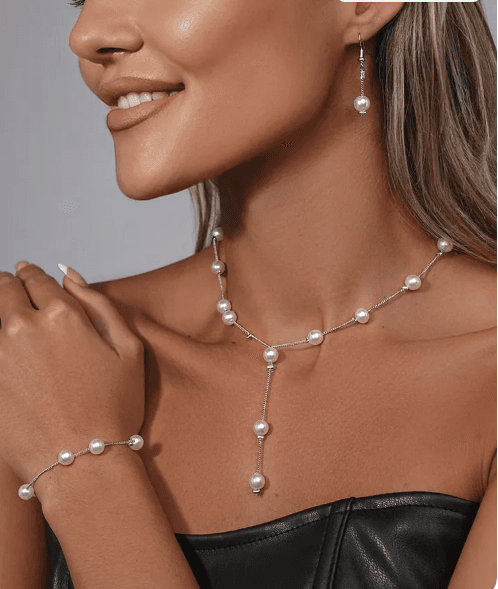 Комплект колье на шею, браслет и серьги - 1