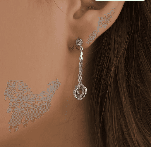 Серьги с фианитами винтовой замок длинные серебро 925 пробы - 1