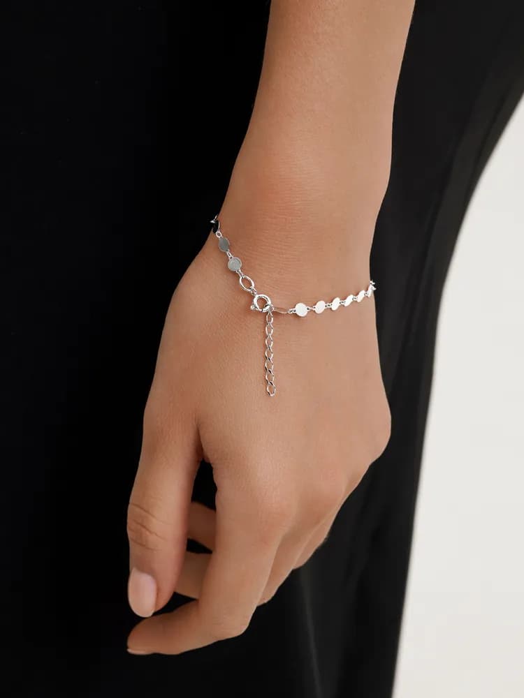 Браслет женский серебряный круг - 3